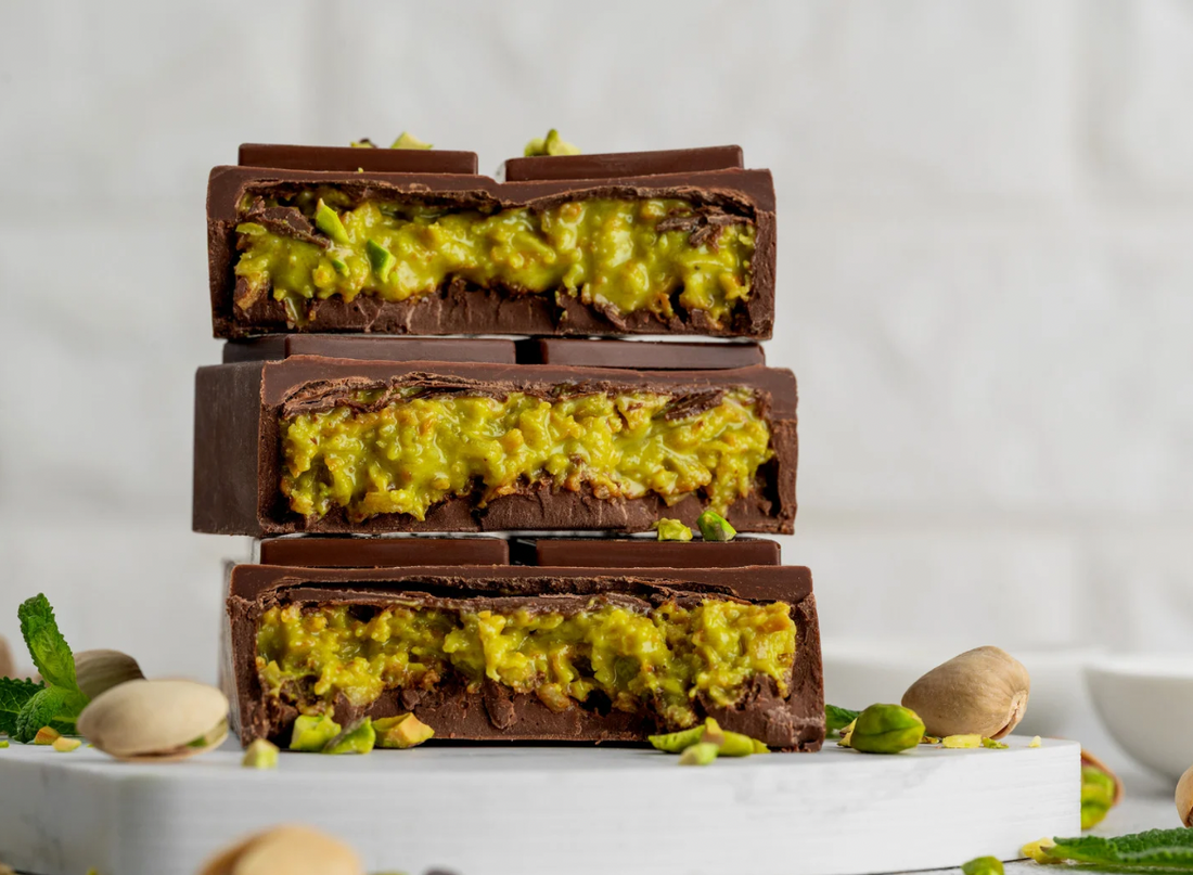 Vegan Dubai Chocolate Pistachio Bars (Made with Forage & Earth Ocean Pistachio Butter)