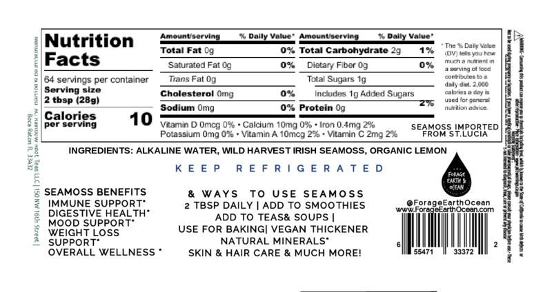 RAW VEGAN ORGANIC SEAMOSS GEL WILD HARVEST 92 MINERAL SUPERFOOD FROM ST. LUCIA