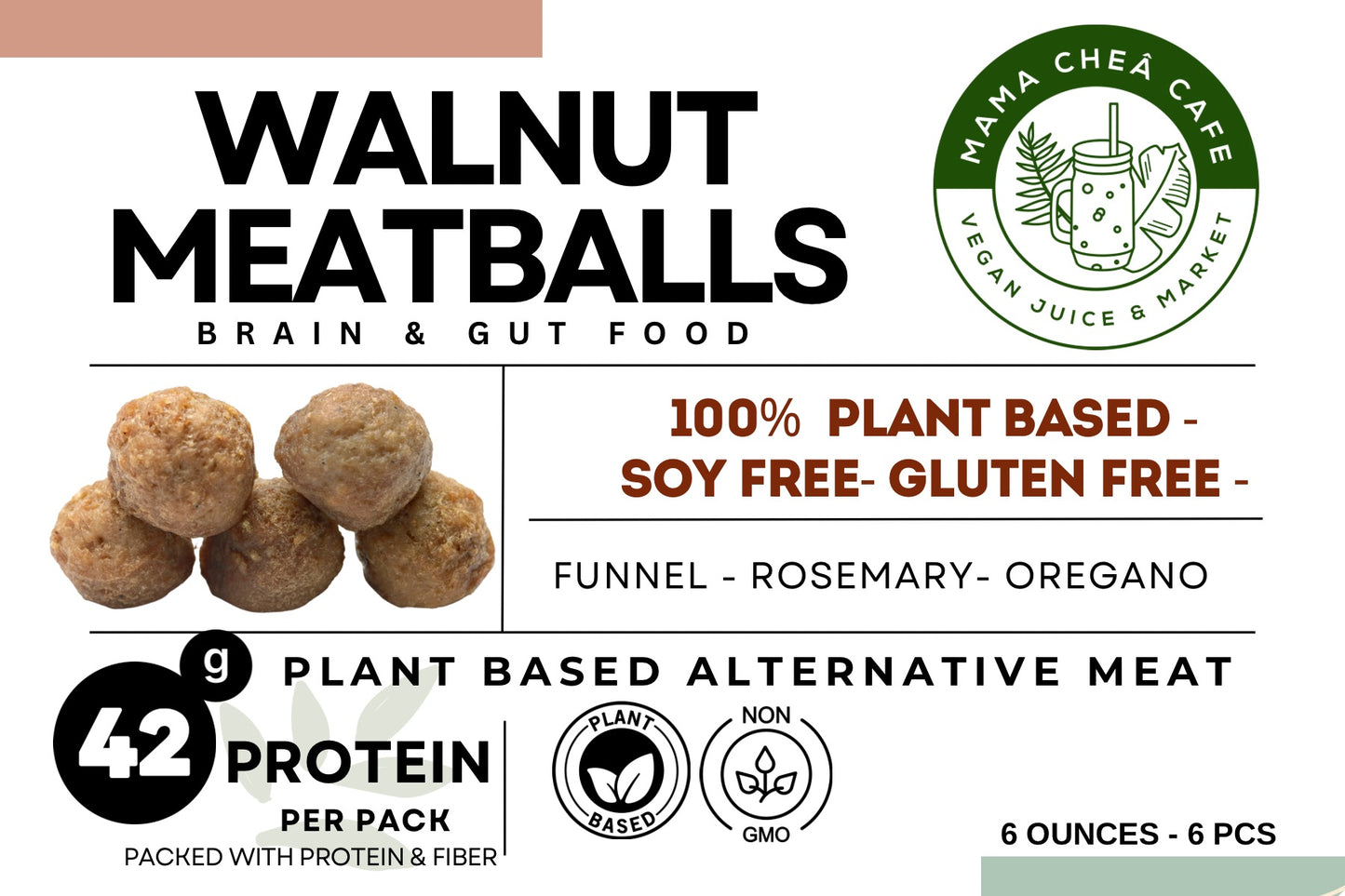 Walnut Vegan Italian Meatballs – Plant-Based, Gluten-Free, Soy-Free (Frozen · 6 oz)