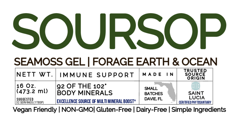 SOURSOP ORGANIC SEAMOSS GEL WILD HARVEST 92 MINERAL SUPERFOOD FROM ST. LUCIA