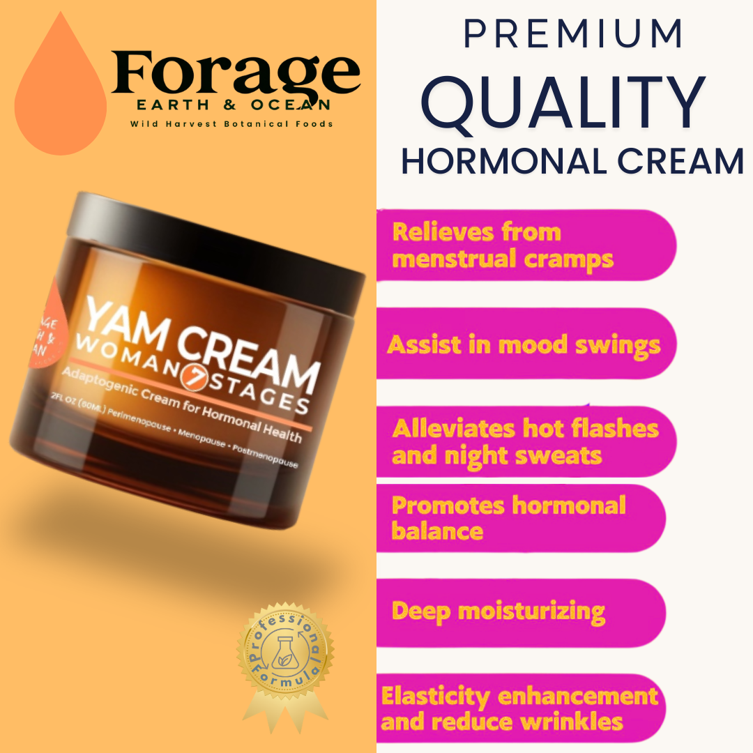 Wild Yam Cream for All Women's | Menopause & PMS Support - Estrogen & Progesterone Free | Proudly HandCrafted & Made in USA Adaptogens- No Harmful Ingredients - Woman 7 Stages 2 oz-