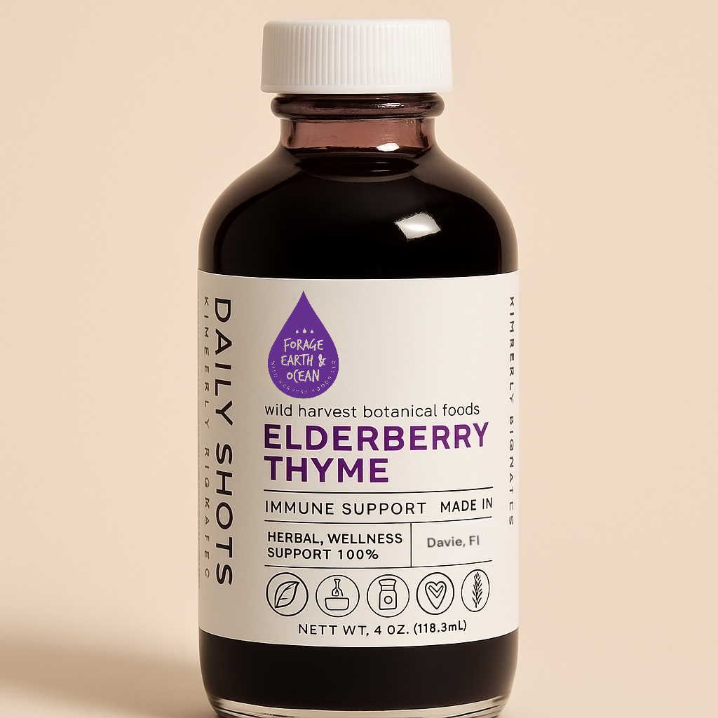 Elderberry Thyme Sea Moss Syrup – Organic Wellness Shot · 92 Minerals · Wild-Harvested from St. Lucia (4 oz)