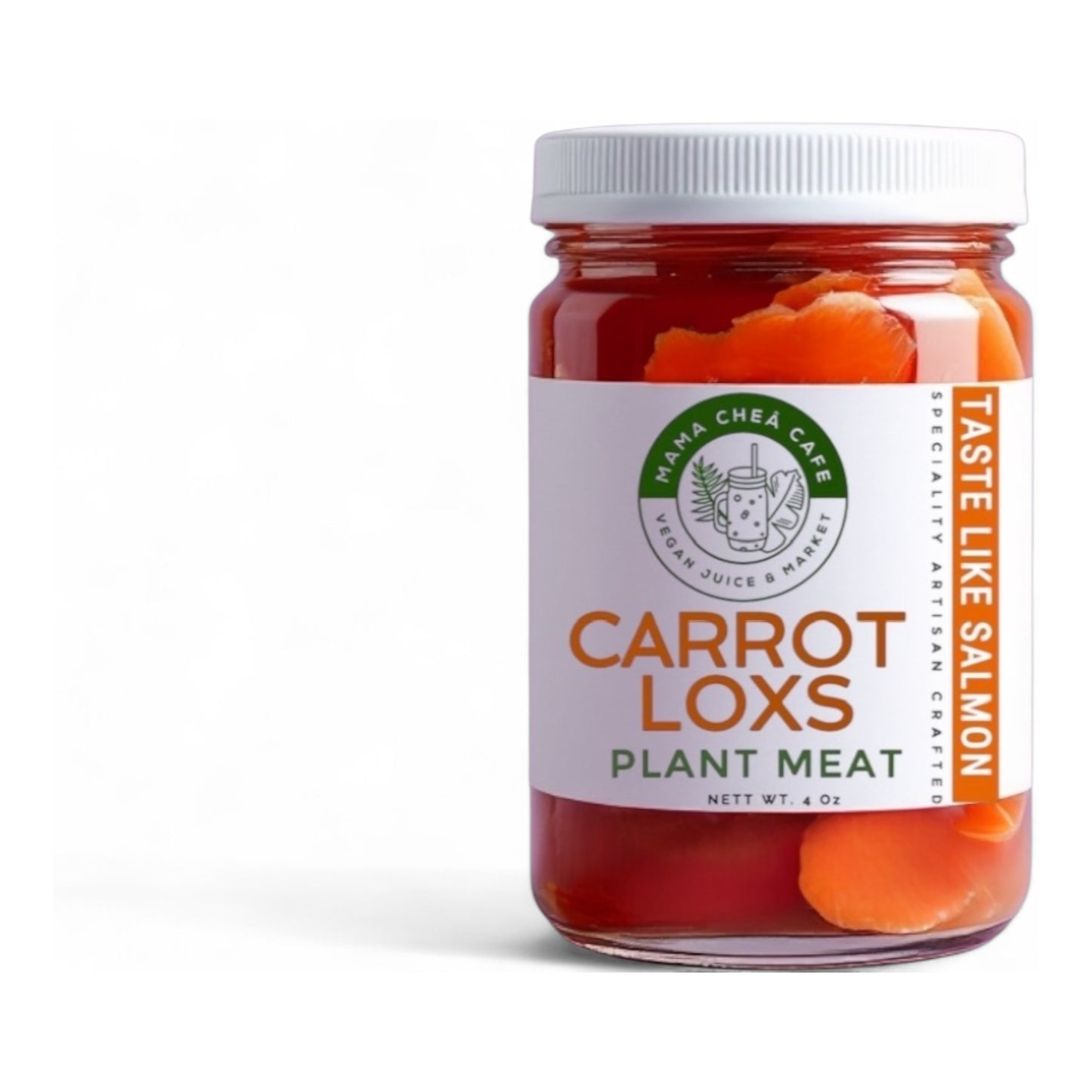 Vegan Carrot Salmon Lox – Plant-Based Cold Cut with Ocean Flavor (4 oz Glass Jar)