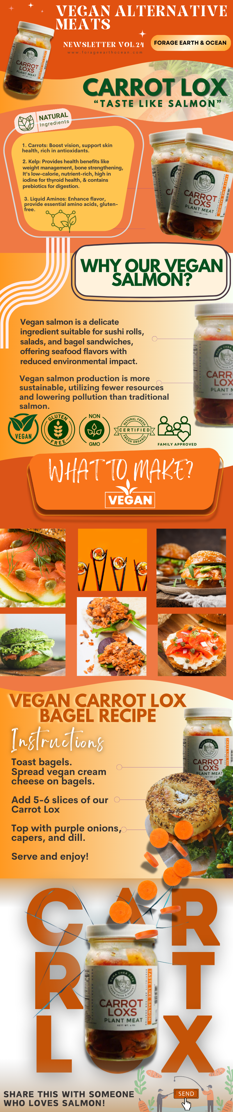 Vegan Carrot Salmon Lox – Plant-Based Cold Cut with Ocean Flavor (4 oz Glass Jar)