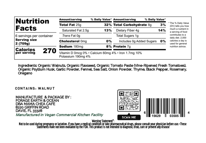 Plant Based Walnut MeatBalls (Italian Style) Gluten Free 6 pcs (6oz pack)