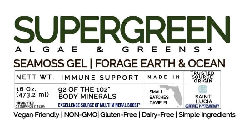 Super Green ORGANIC SEAMOSS GEL WILD HARVEST 92 MINERAL SUPERFOOD FROM ST. LUCIA