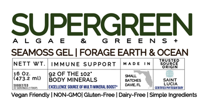 Super Green ORGANIC SEAMOSS GEL WILD HARVEST 92 MINERAL SUPERFOOD FROM ST. LUCIA