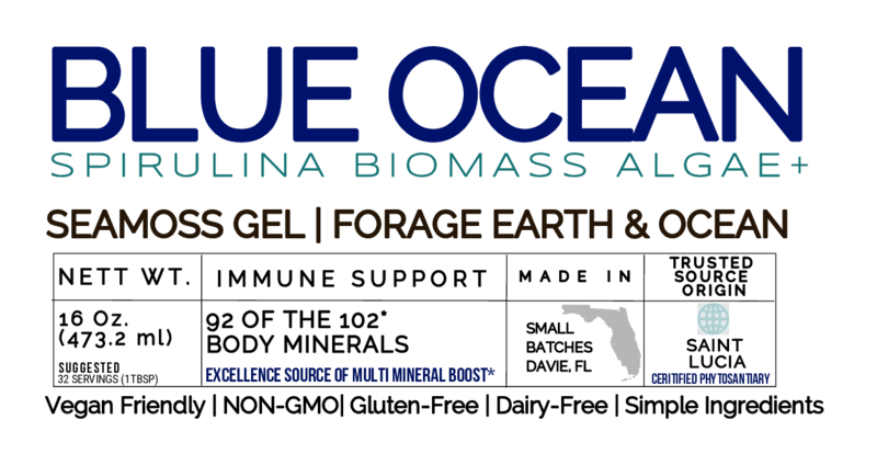 ORGANIC SEAMOSS GEL BLUE OCEAN WILD HARVEST 92 MINERAL SUPERFOOD FROM ST. LUCIA