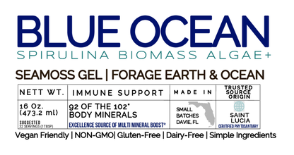 ORGANIC SEAMOSS GEL BLUE OCEAN WILD HARVEST 92 MINERAL SUPERFOOD FROM ST. LUCIA