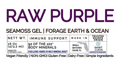 RAW PURPLE ORGANIC SEAMOSS GEL WILD HARVEST 92 MINERAL SUPERFOOD FROM ST. LUCIA