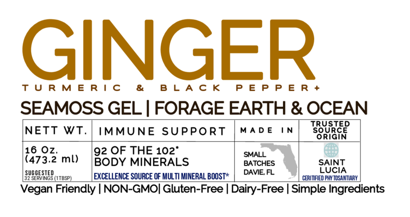 GINGER & TURERMIC ORGANIC SEAMOSS GEL WILD HARVEST 92 MINERAL SUPERFOOD FROM ST. LUCIA