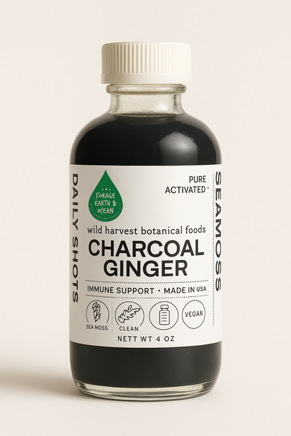 Activated Charcoal Ginger ORGANIC SEAMOSS WELLNESS SHOT WILD HARVEST 92 MINERAL SUPERFOOD FROM ST. LUCIA 4 oz