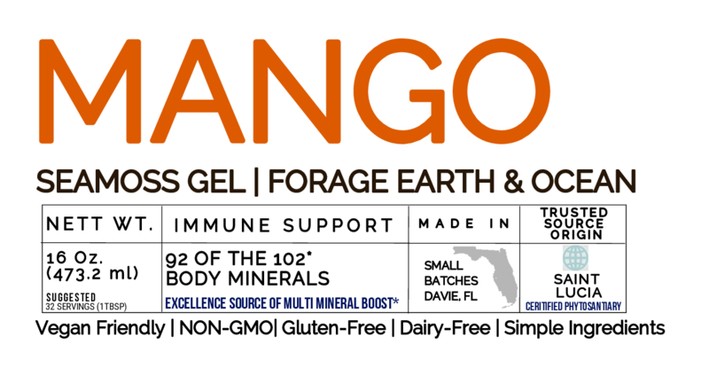 MANGO ORGANIC SEAMOSS GEL WILD HARVEST 92 MINERAL SUPERFOOD FROM ST. LUCIA
