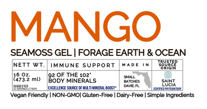 MANGO ORGANIC SEAMOSS GEL WILD HARVEST 92 MINERAL SUPERFOOD FROM ST. LUCIA