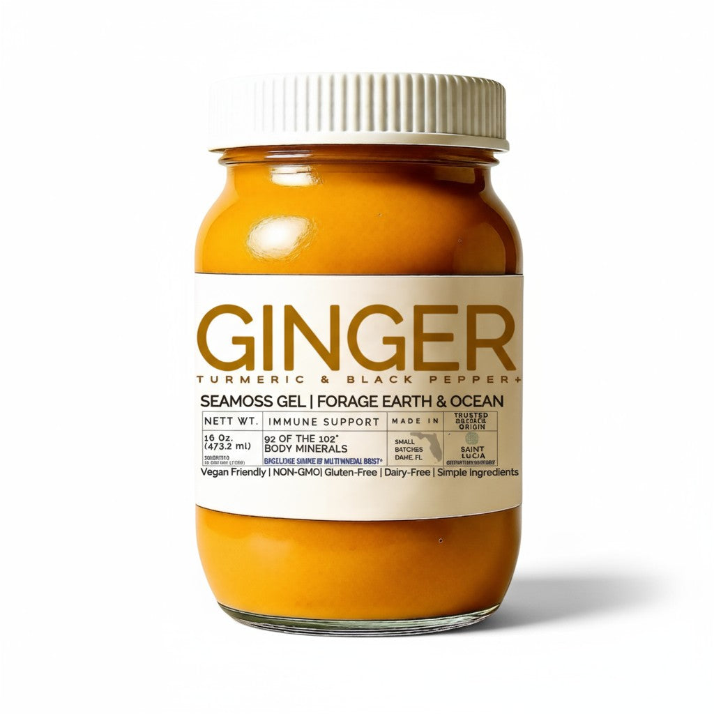 GINGER & TURERMIC ORGANIC SEAMOSS GEL WILD HARVEST 92 MINERAL SUPERFOOD FROM ST. LUCIA