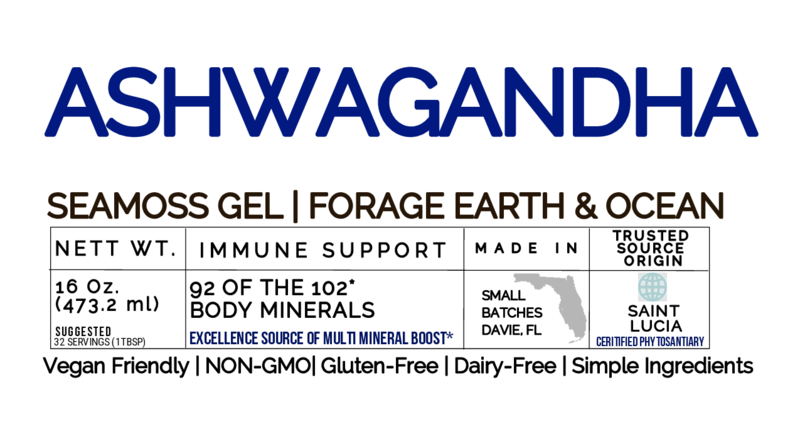 ASHWAGANDHA ORGANIC SEAMOSS GEL WILD HARVEST 92 MINERAL SUPERFOOD FROM ST. LUCIA