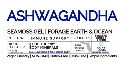 ASHWAGANDHA ORGANIC SEAMOSS GEL WILD HARVEST 92 MINERAL SUPERFOOD FROM ST. LUCIA