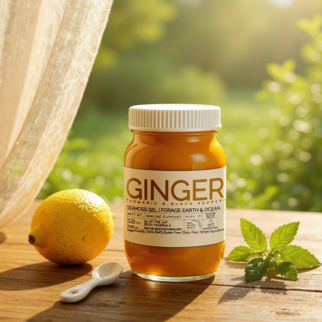 GINGER & TURERMIC ORGANIC SEAMOSS GEL WILD HARVEST 92 MINERAL SUPERFOOD FROM ST. LUCIA