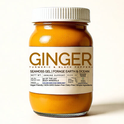 GINGER & TURERMIC ORGANIC SEAMOSS GEL WILD HARVEST 92 MINERAL SUPERFOOD FROM ST. LUCIA