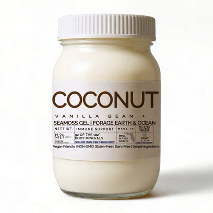 Coconut Vanilla Bean Sea Moss Gel – Organic, Wild-Harvested Superfood (St. Lucia · 92 Minerals · 16 oz)