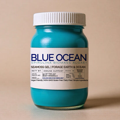 ORGANIC SEAMOSS GEL BLUE OCEAN WILD HARVEST 92 MINERAL SUPERFOOD FROM ST. LUCIA
