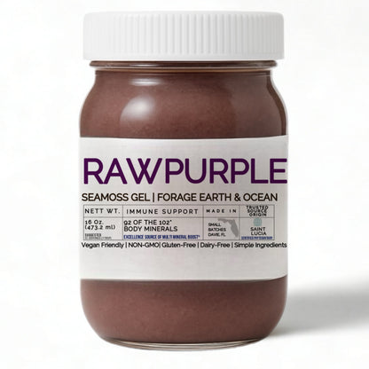 RAW PURPLE ORGANIC SEAMOSS GEL WILD HARVEST 92 MINERAL SUPERFOOD FROM ST. LUCIA