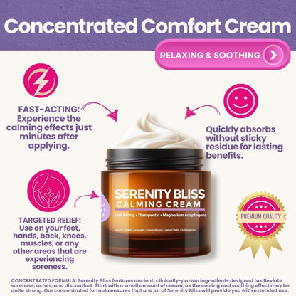 Serenity Bliss - Calming Cream Fast Acting • 4 oz