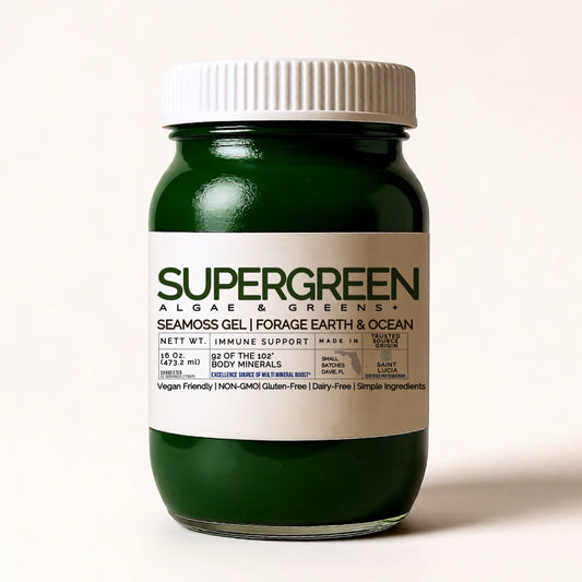 Super Green ORGANIC SEAMOSS GEL WILD HARVEST 92 MINERAL SUPERFOOD FROM ST. LUCIA