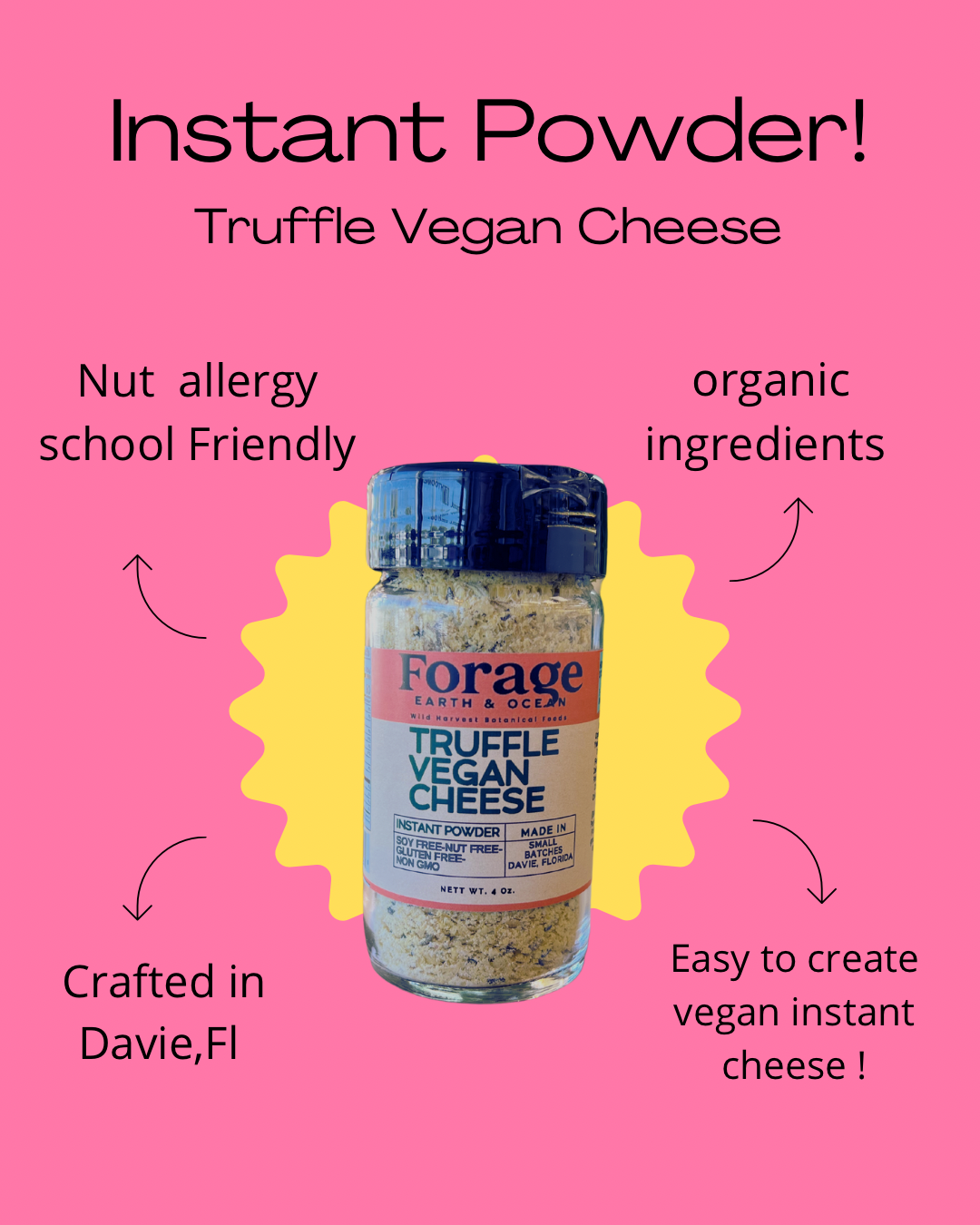 Vegan Cheese Powder Instant Premium Truffle - Nut-Free, Soy-Free, Dairy-Free, Non-GMO 4 oz