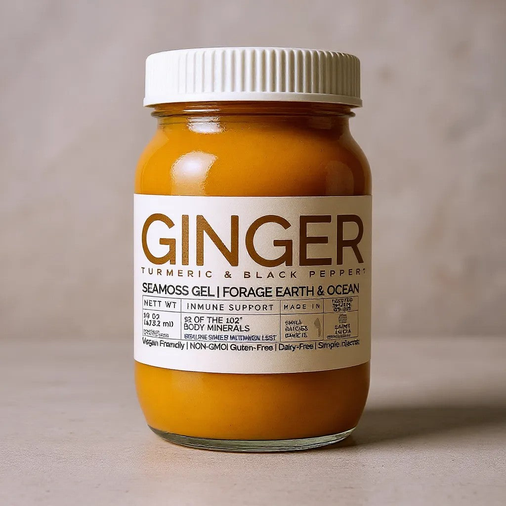 GINGER & TURERMIC ORGANIC SEAMOSS GEL WILD HARVEST 92 MINERAL SUPERFOOD FROM ST. LUCIA