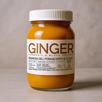 GINGER & TURERMIC ORGANIC SEAMOSS GEL WILD HARVEST 92 MINERAL SUPERFOOD FROM ST. LUCIA