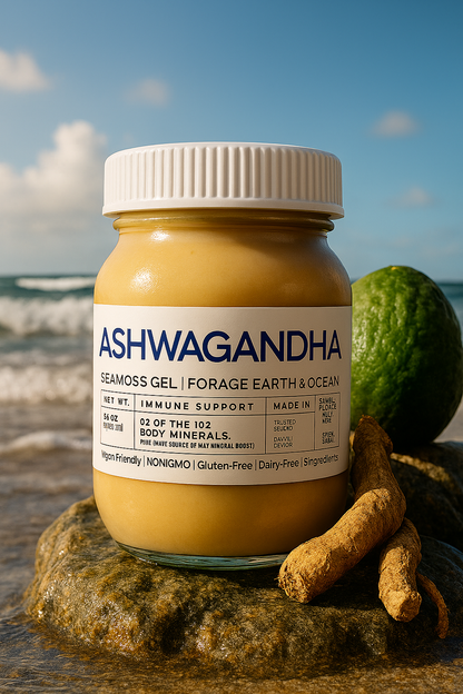 ASHWAGANDHA ORGANIC SEAMOSS GEL WILD HARVEST 92 MINERAL SUPERFOOD FROM ST. LUCIA