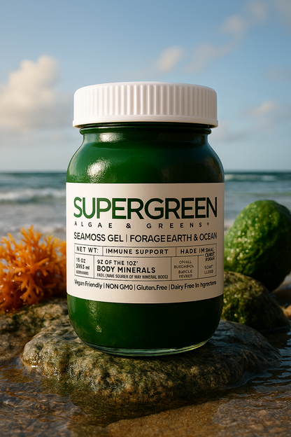 Super Green ORGANIC SEAMOSS GEL WILD HARVEST 92 MINERAL SUPERFOOD FROM ST. LUCIA
