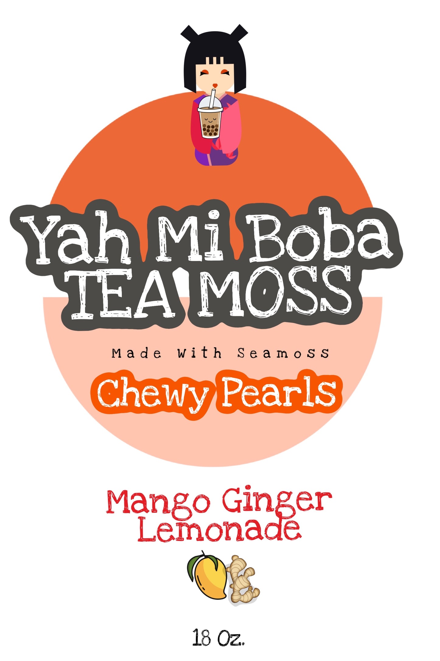 Mango Ginger Lemonade Boba Seamoss 18 oz.